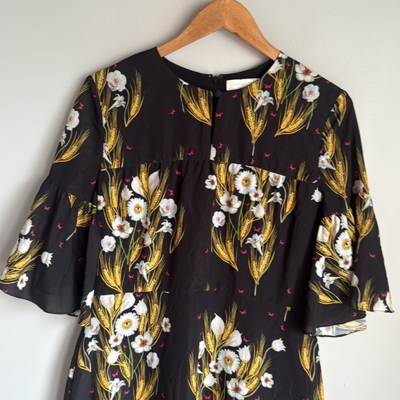 BORGO DE NOR DRESS ALBA BLACK FLORAL PRINT CREPE - Picture 3 of 13